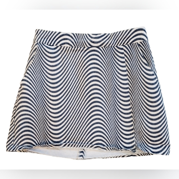 Altar'd State Jean Stripe Mini Skirt Womens S Blue Off White Denim - Picture 10 of 11